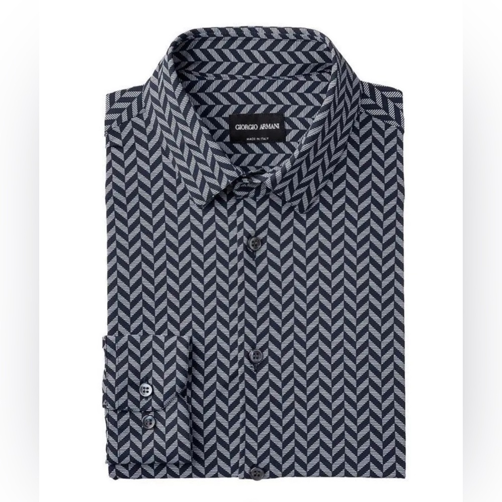 Giorgio Armani Black and White Patterned Dress Shirt